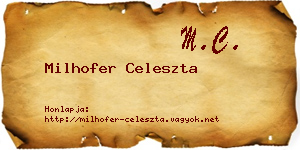 Milhofer Celeszta névjegykártya